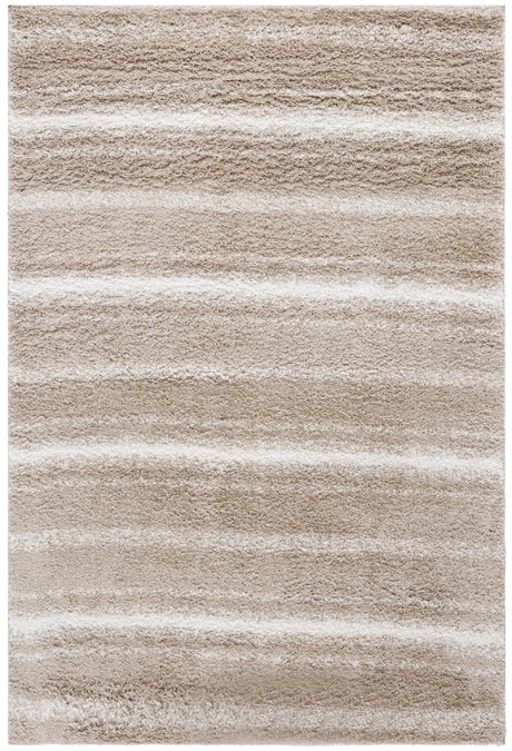 Safavieh Border & Stripe Shag 200 4'-5" x 6'-5" Rug in Beige / Ivory