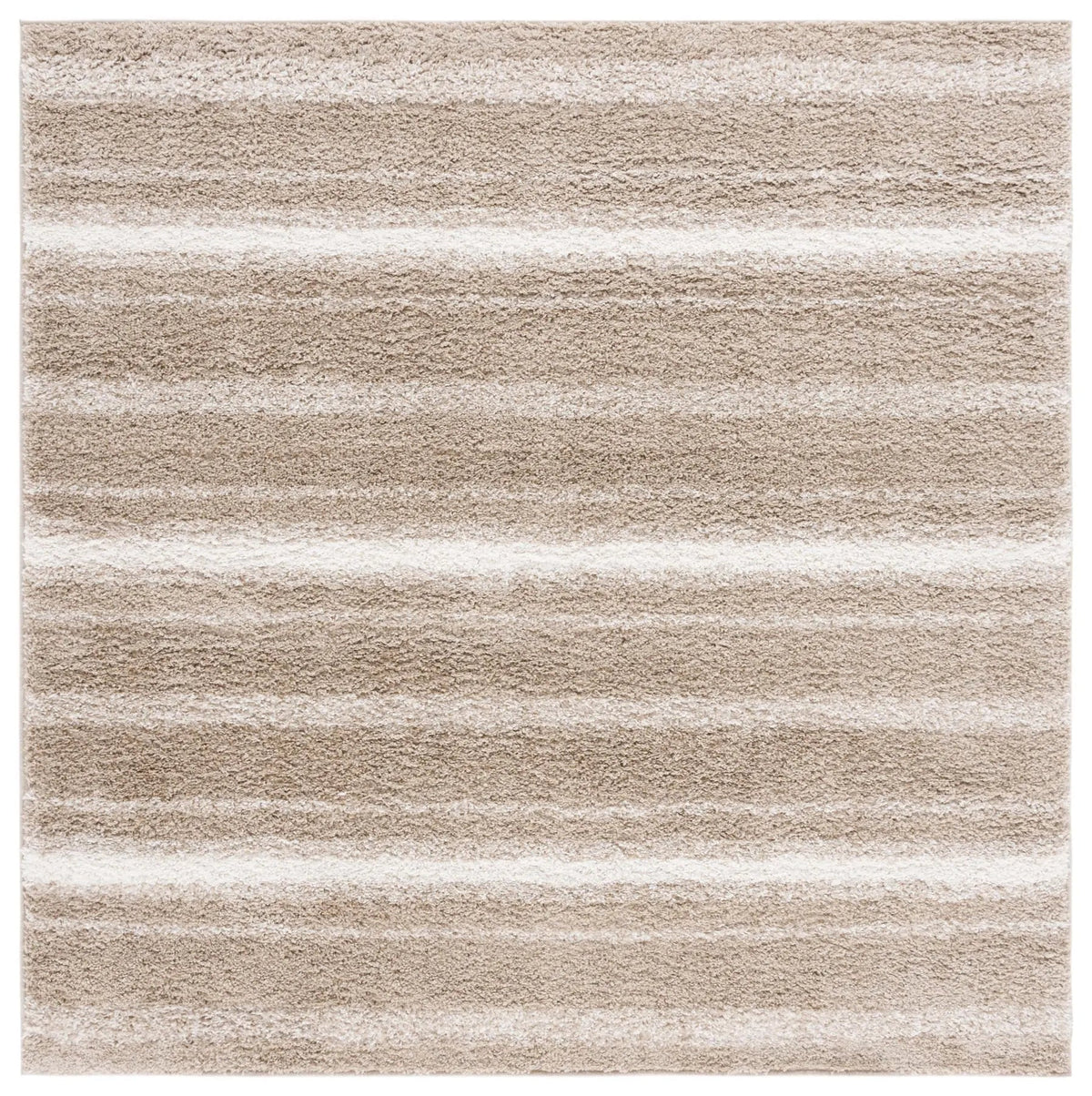 Safavieh Border & Stripe Shag 200 6'-7" x 6'-7" Rug in Beige / Ivory