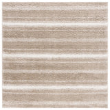 Safavieh Border & Stripe Shag 200 6'-7" x 6'-7" Rug in Beige / Ivory