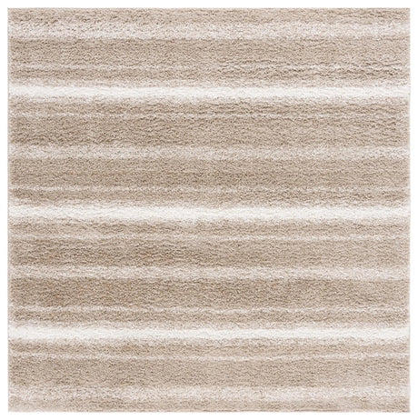 Safavieh Border & Stripe Shag 200 6'-7" x 6'-7" Rug in Beige / Ivory