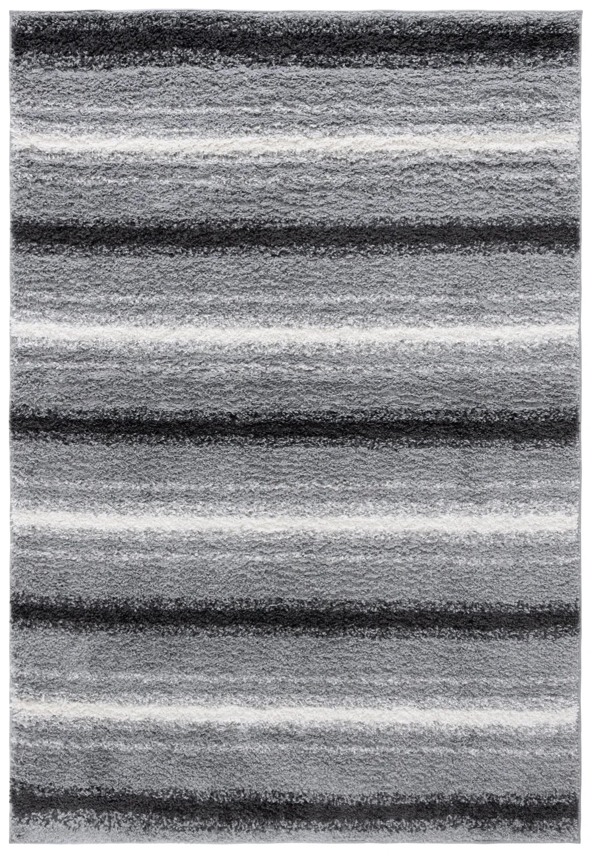 Safavieh Border & Stripe Shag 200 4'-5" x 6'-5" Rug in Grey / Black