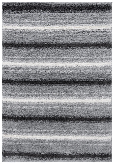 Safavieh Border & Stripe Shag 200 4'-5" x 6'-5" Rug in Grey / Black