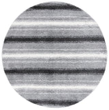 Safavieh Border & Stripe Shag 200 6'-7" x 6'-7" Rug in Grey / Black