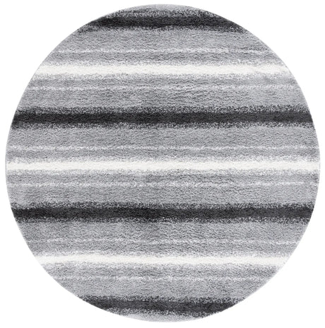 Safavieh Border & Stripe Shag 200 6'-7" x 6'-7" Rug in Grey / Black