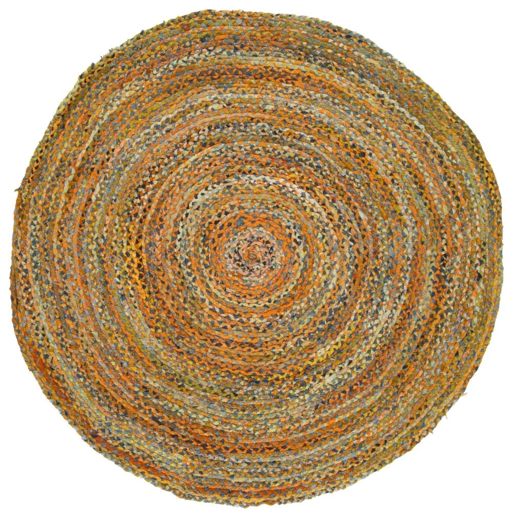 Safavieh Braided 6'-0" x 6'-0" Rug in Yellow / Brown