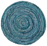 Safavieh Braided 6'-0" x 6'-0" Rug in Teal / Blue