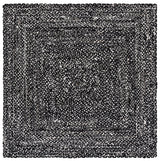 Safavieh Braided 6'-0" x 6'-0" Rug in Black / Ivory