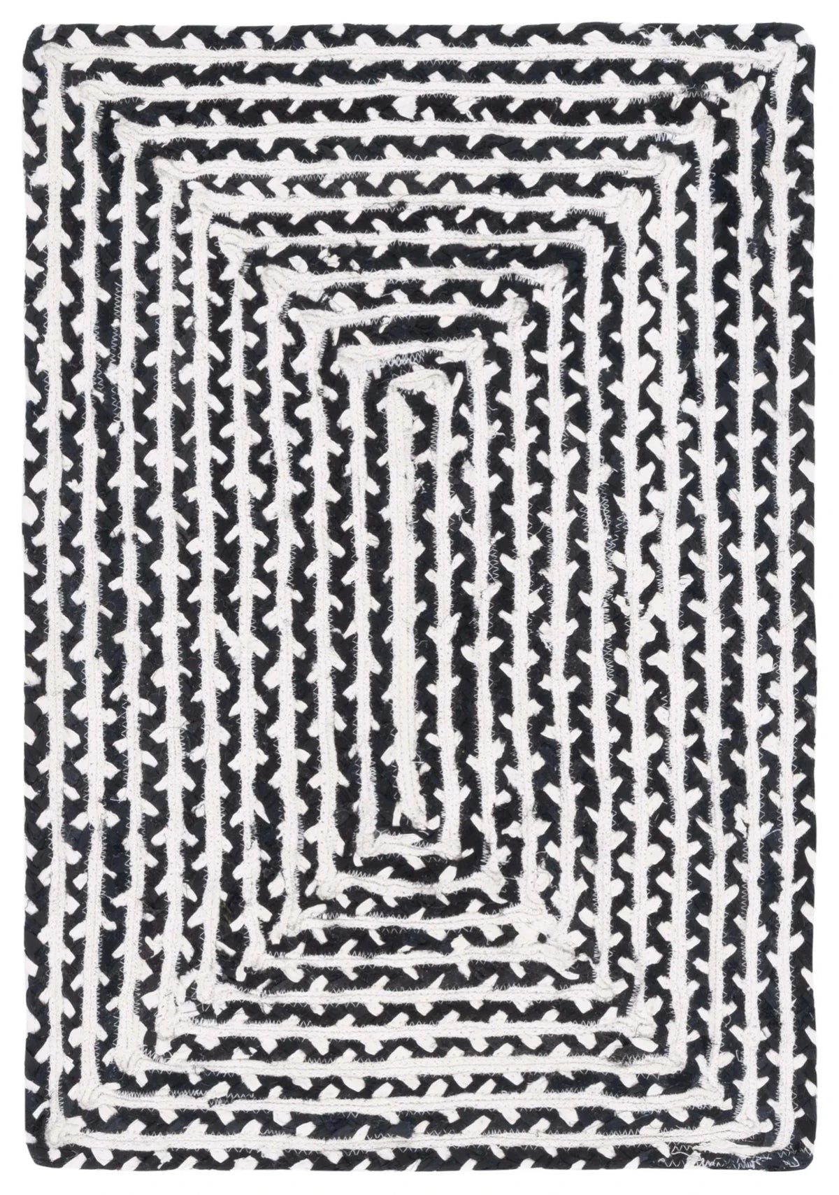 Safavieh Braided 2'-0" x 3'-0" Rug in Black / Ivory