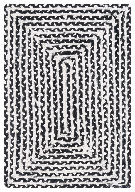 Safavieh Braided 2'-0" x 3'-0" Rug in Black / Ivory