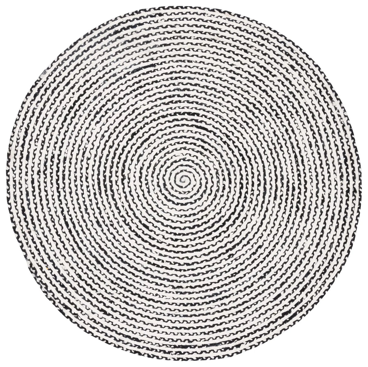 Safavieh Braided 6'-0" x 6'-0" Rug in Black / Ivory
