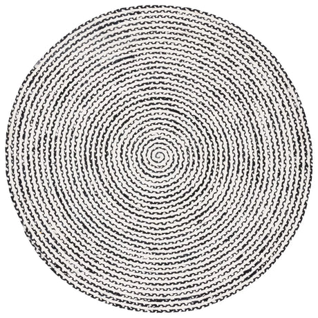 Safavieh Braided 6'-0" x 6'-0" Rug in Black / Ivory