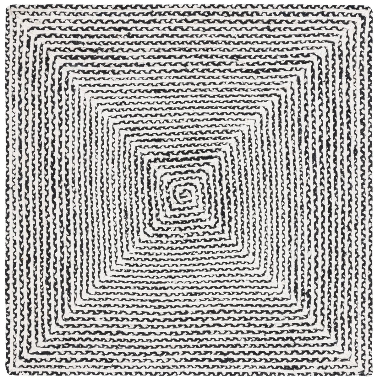Safavieh Braided 6'-0" x 6'-0" Rug in Black / Ivory