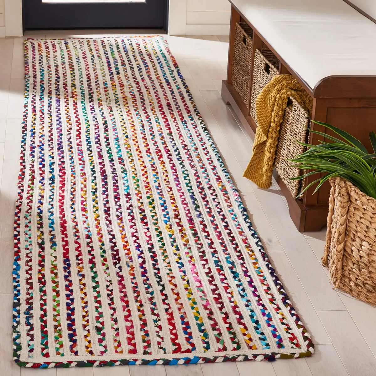 Safavieh Braided 2'-3" x 9'-0" Rug in Ivory / Multi