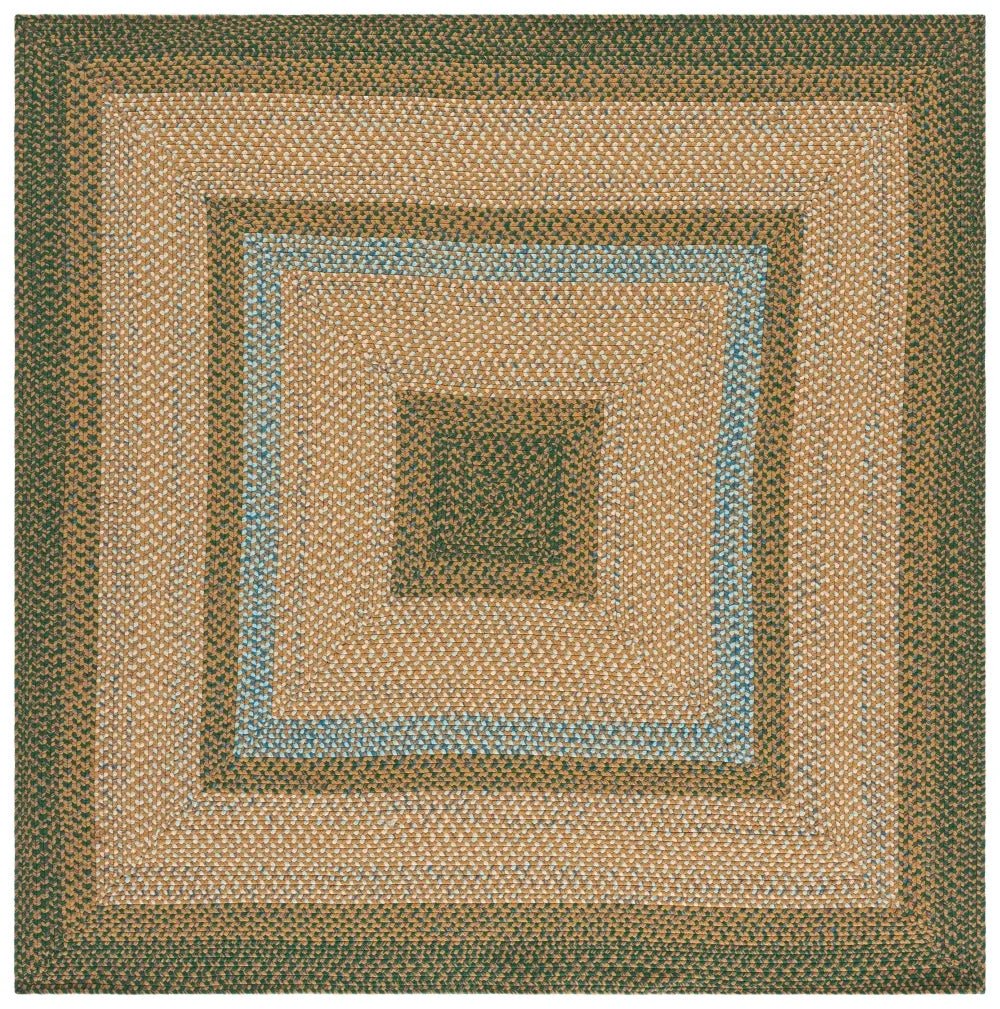 Safavieh Braided 6'-0" x 6'-0" Rug in Brown / Dark Green