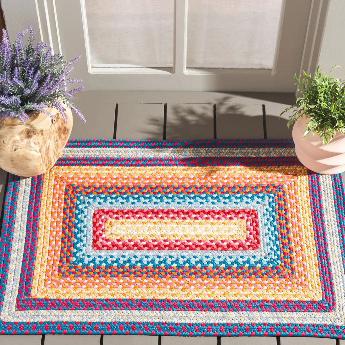 Safavieh Braided 2'-0" x 3'-0" Rug in Red / Orange