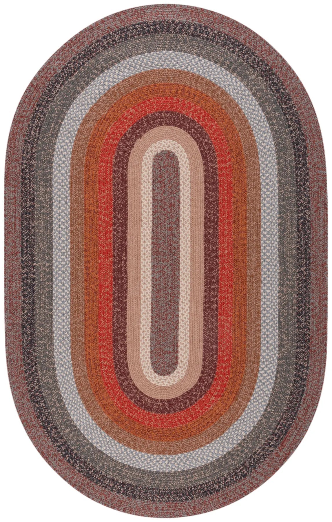 Safavieh Braided 5'-0" x 8'-0" Rug in Brown / Rust