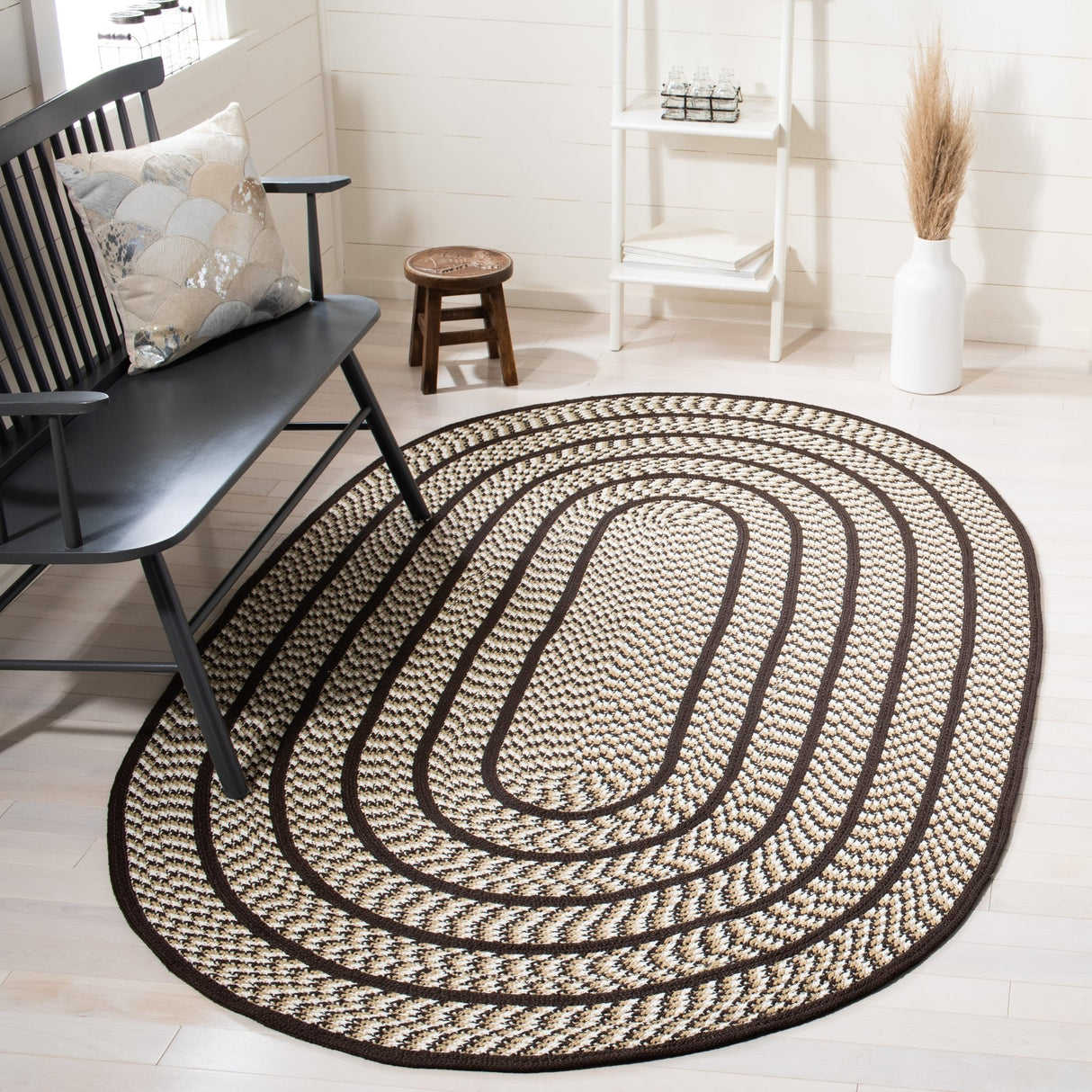 Safavieh Braided Brd401C Ivory/Black Rug - Safavieh - brd401c - 3r