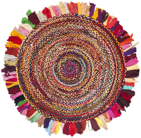 Safavieh Braided 4'-0" x 4'-0" Rug in Red / Multi