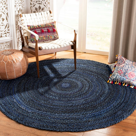 Safavieh Braided Brd452N Navy/Black Rug.