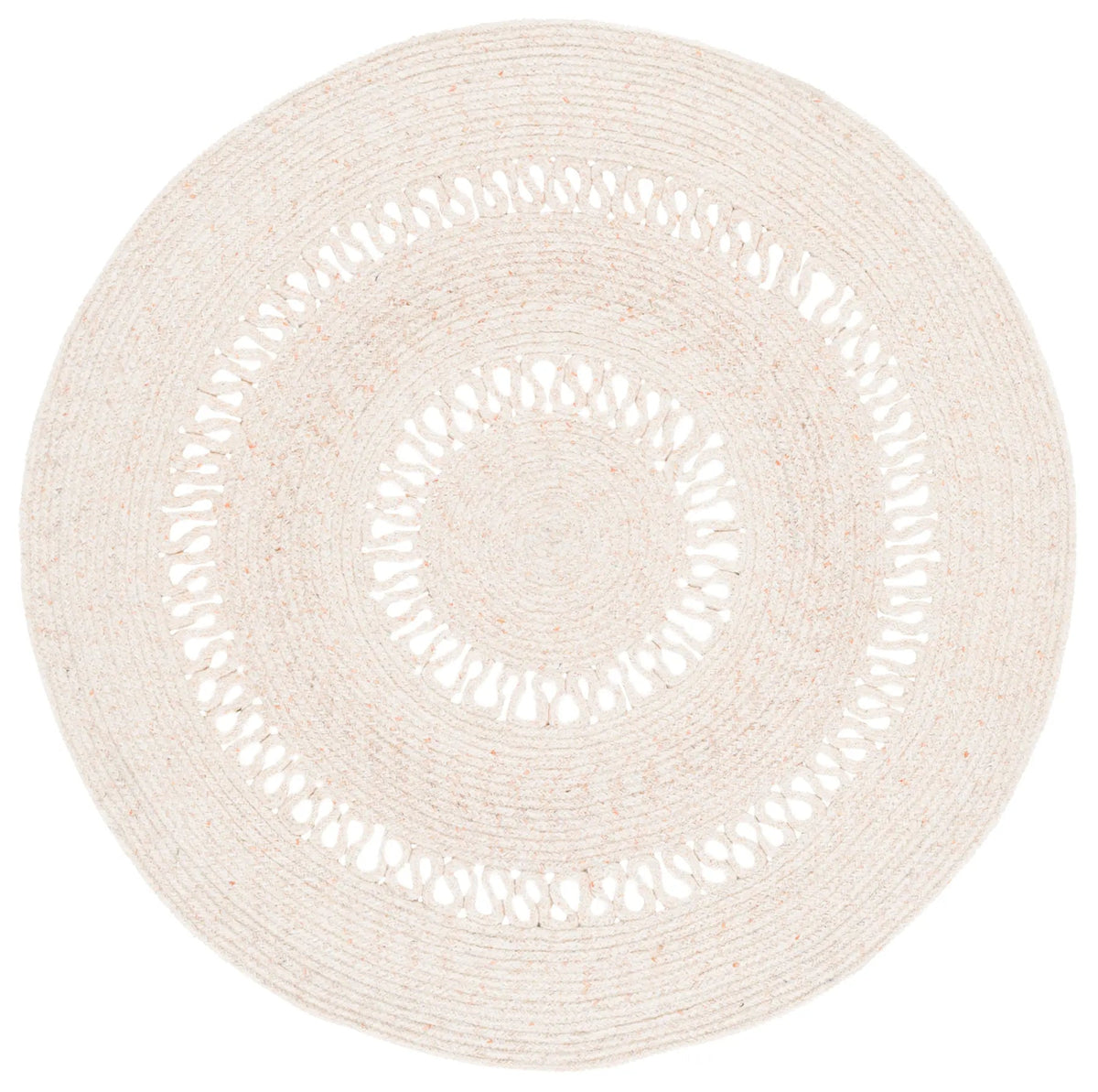 Safavieh Braided 3'-0" x 3'-0" Rug in Peach / Ivory