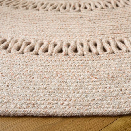 Safavieh Braided 5'-0" x 5'-0" Rug in Peach / Ivory