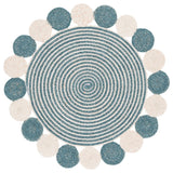 Safavieh Braided 3'-0" x 3'-0" Rug in Turquoise / Peach