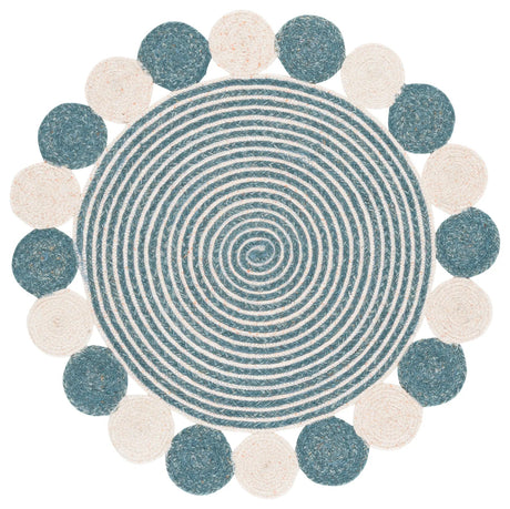Safavieh Braided 3'-0" x 3'-0" Rug in Turquoise / Peach
