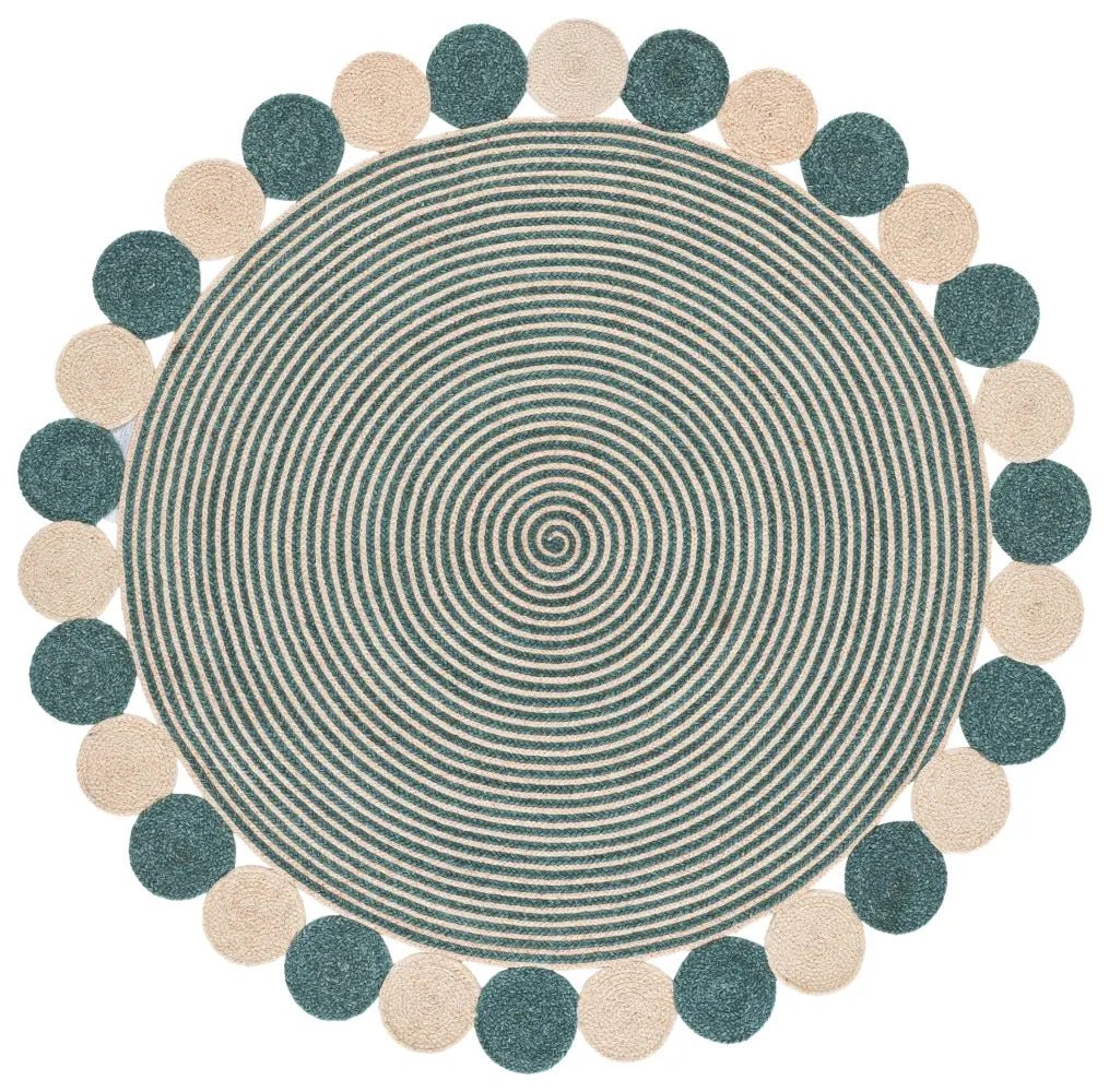 Safavieh Braided 5'-0" x 5'-0" Rug in Turquoise / Peach