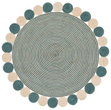 Safavieh Braided 5'-0" x 5'-0" Rug in Turquoise / Peach