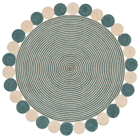 Safavieh Braided 5'-0" x 5'-0" Rug in Turquoise / Peach