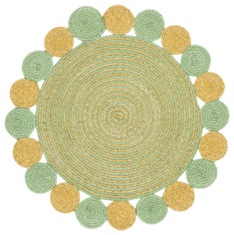 Safavieh Braided 3'-0" x 3'-0" Rug in Green / Gold