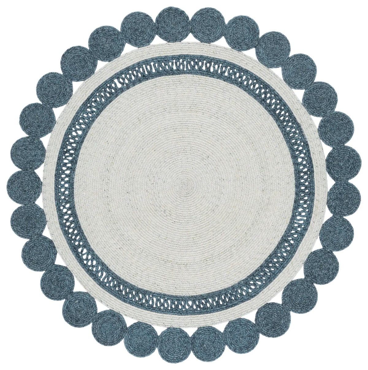 Safavieh Braided 5'-0" x 5'-0" Rug in Blue / Sage