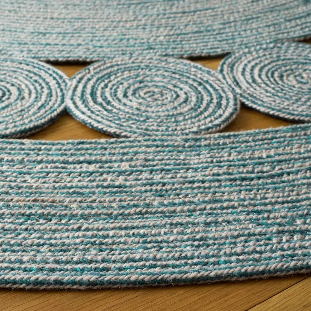 Safavieh Braided 5'-0" x 5'-0" Rug in Turquoise / Ivory