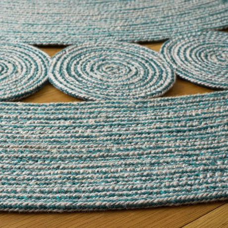 Safavieh Braided 5'-0" x 5'-0" Rug in Turquoise / Ivory