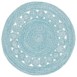 Safavieh Braided 3'-0" x 3'-0" Rug in Turquoise / Ivory