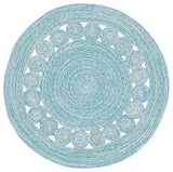Safavieh Braided 3'-0" x 3'-0" Rug in Turquoise / Ivory