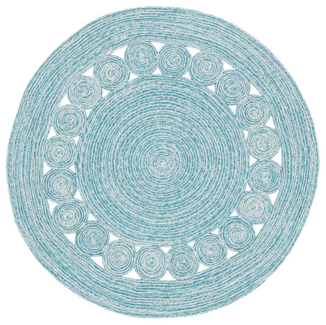 Safavieh Braided 3'-0" x 3'-0" Rug in Turquoise / Ivory