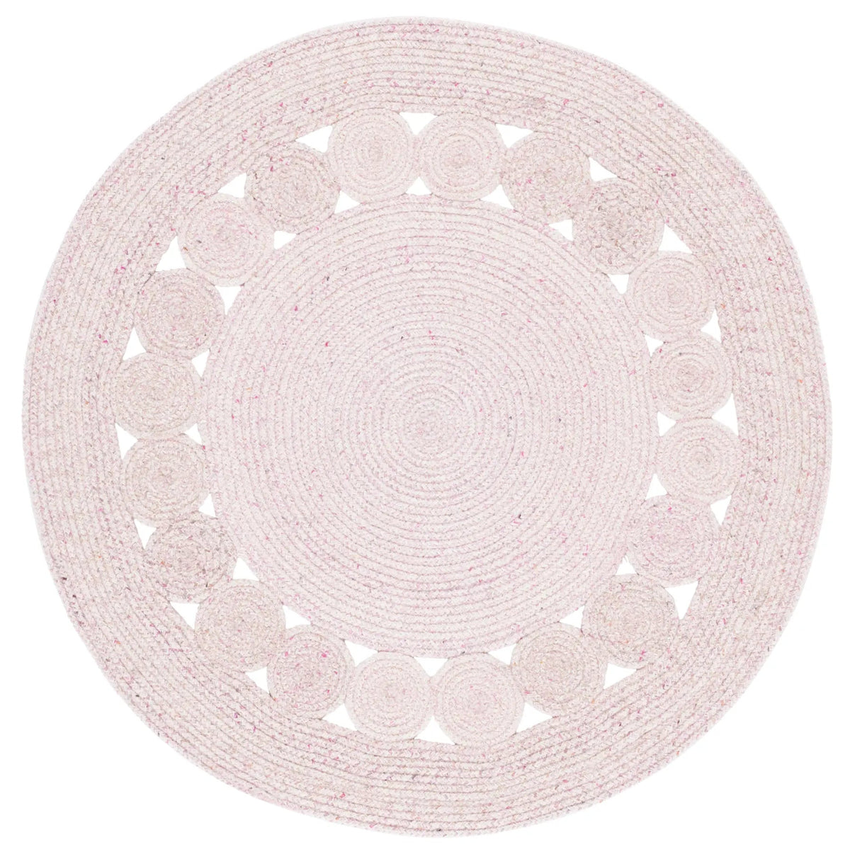 Safavieh Braided 3'-0" x 3'-0" Rug in Pink / Ivory