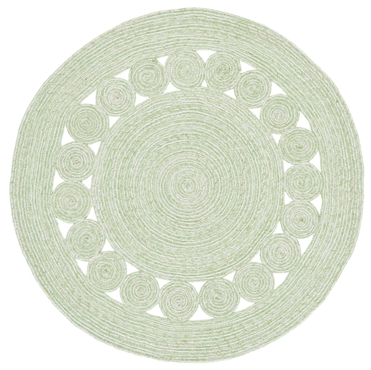 Safavieh Braided 3'-0" x 3'-0" Rug in Green / Ivory