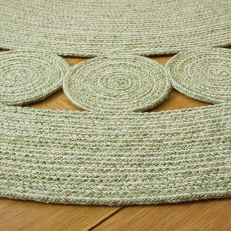 Safavieh Braided 5'-0" x 5'-0" Rug in Green / Ivory