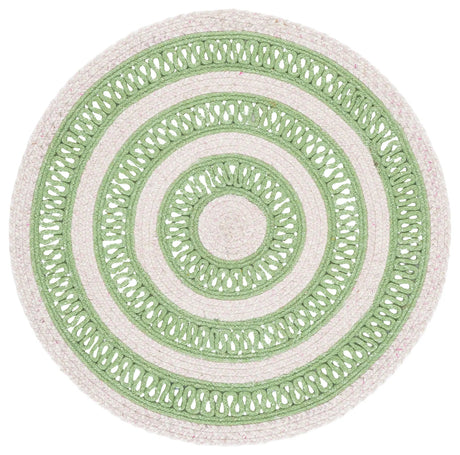 Safavieh Braided 3'-0" x 3'-0" Rug in Green / Pink