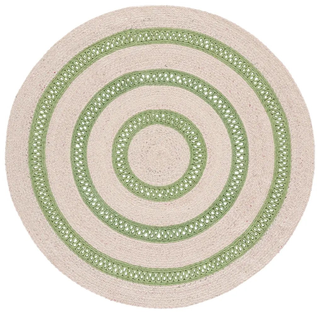 Safavieh Braided 5'-0" x 5'-0" Rug in Green / Pink