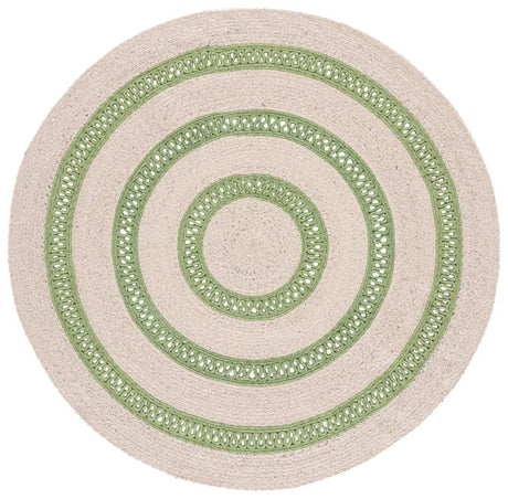 Safavieh Braided 5'-0" x 5'-0" Rug in Green / Pink