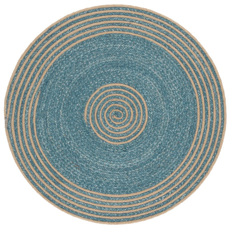 Safavieh Braided 3'-0" x 3'-0" Rug in Natural / Turquoise