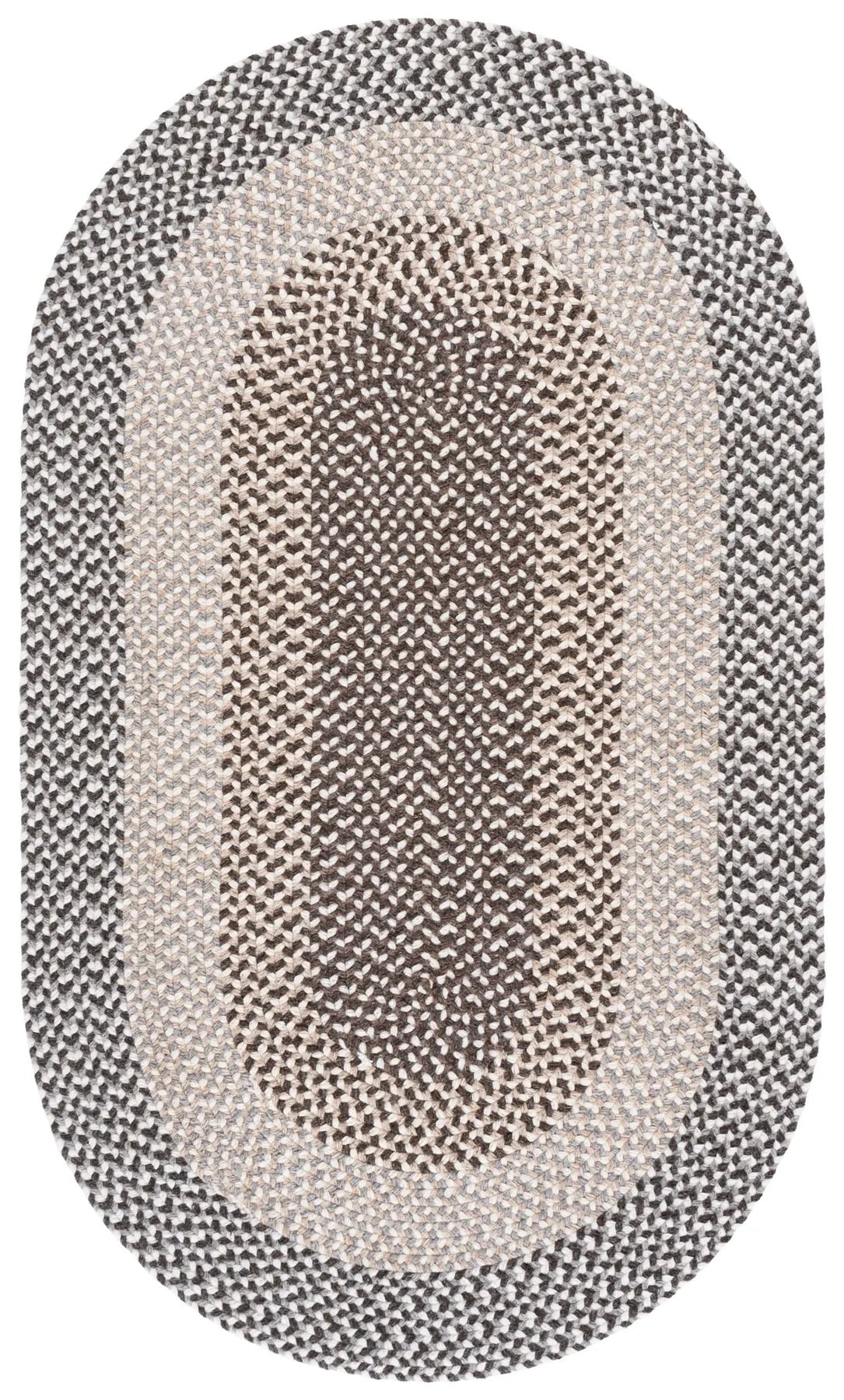Safavieh Braided Fine Wool 3'-0" x 5'-0" Rug in Brown / Ivory