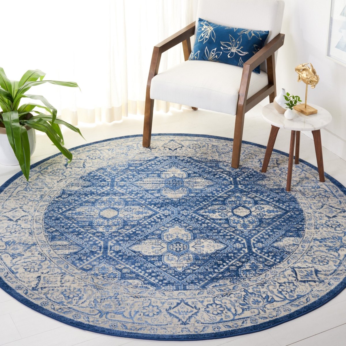 Safavieh Brentwood Bnt800A Ivory/Navy Rug.
