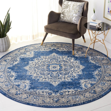 Safavieh Brentwood Bnt826A Ivory/Navy Rug.