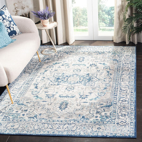 Safavieh Brentwood Bnt851G Light Grey / Blue Rugs.