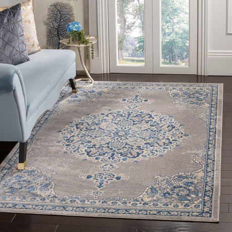 Safavieh Brentwood Bnt867G Light Grey/Blue Rug.