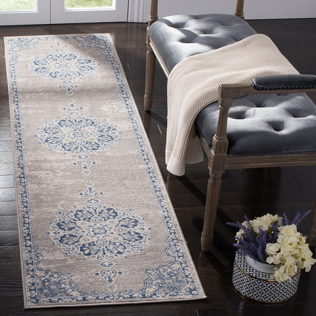 Safavieh Brentwood Bnt867G Light Grey/Blue Rug.